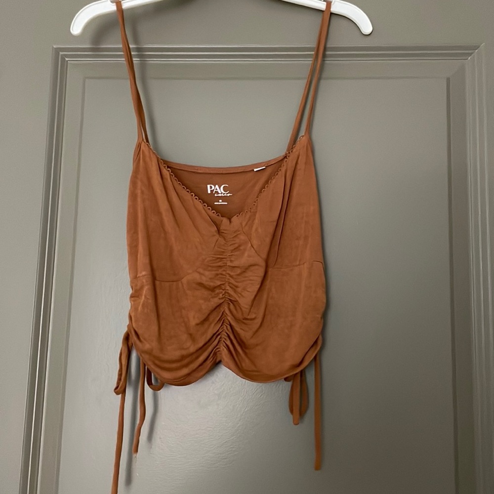 PacSun rust spaghetti strap shirt with adjustable sinch sides